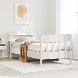 vidaXL Bedframe zonder matras massief grenenhout wit 90x200 cm