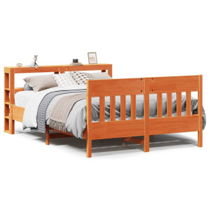vidaXL Bedframe zonder matras massief grenenhout wasbruin 135x190 cm
