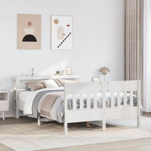 vidaXL Bedframe zonder matras massief grenenhout wit 120x190 cm