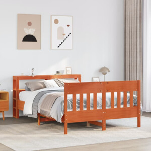 vidaXL Bedframe zonder matras massief grenenhout wasbruin 120x190 cm