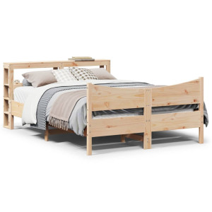 vidaXL Bedframe met hoofdbord massief grenenhout wit 140x200 cm