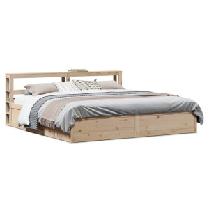 vidaXL Bedframe met hoofdbord massief grenenhout 200x200 cm