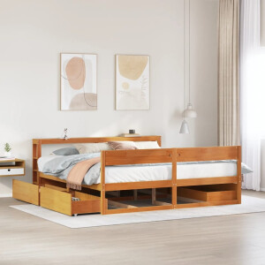 vidaXL Bedframe zonder matras massief grenenhout wasbruin 180x200 cm