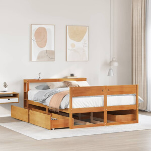 vidaXL Bedframe zonder matras massief grenenhout wasbruin 150x200 cm