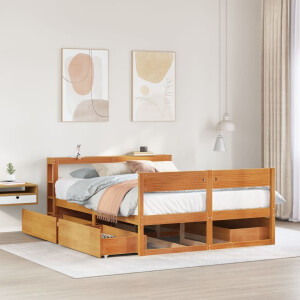 vidaXL Bedframe zonder matras massief grenenhout wasbruin 120x200 cm