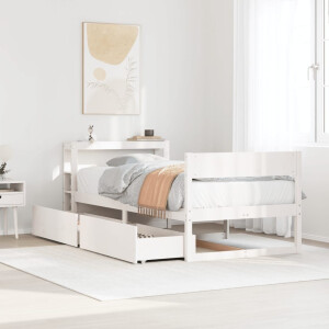 vidaXL Bedframe zonder matras massief grenenhout wit 75x190 cm
