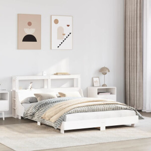 vidaXL Bedframe zonder matras massief grenenhout wit 150x200 cm