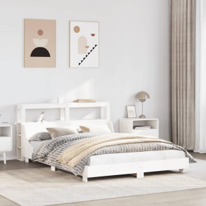 vidaXL Bedframe zonder matras massief grenenhout wit 120x190 cm