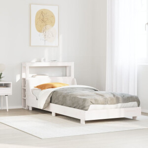 vidaXL Bedframe zonder matras massief grenenhout wit 75x190 cm