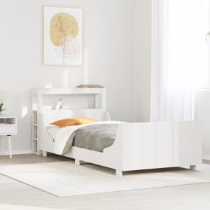 vidaXL Bedframe zonder matras massief grenenhout wit 90x200 cm