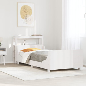 vidaXL Bedframe zonder matras massief grenenhout wit 75x190 cm