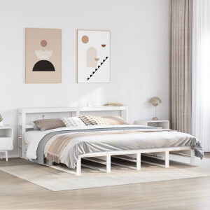 vidaXL Bedframe zonder matras massief grenenhout wit 200x200 cm