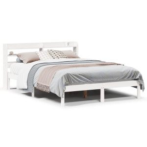 vidaXL Bedframe zonder matras massief grenenhout wit 135x190 cm
