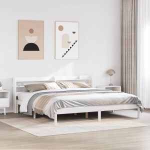 vidaXL Bedframe zonder matras massief grenenhout wit 200x200 cm