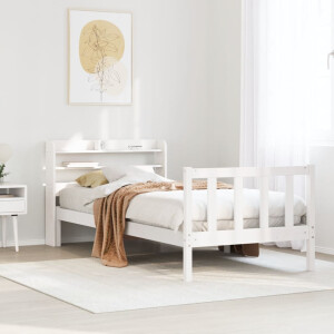 vidaXL Bedframe zonder matras massief grenenhout wit 140x200 cm
