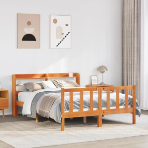 vidaXL Bedframe met hoofdbord grenenhout wasbruin 140x200 cm