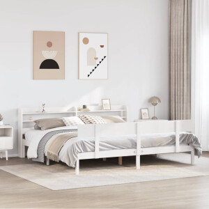 vidaXL Bedframe zonder matras massief grenenhout wit 180x200 cm