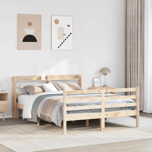 vidaXL Bedframe met hoofdbord massief grenenhout 120x190 cm