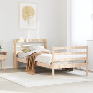 vidaXL Bedframe met hoofdbord massief grenenhout 100x200 cm
