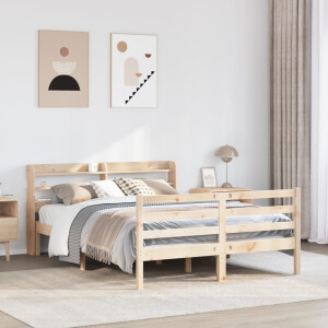 vidaXL Bedframe met hoofdbord massief grenenhout 160x200 cm
