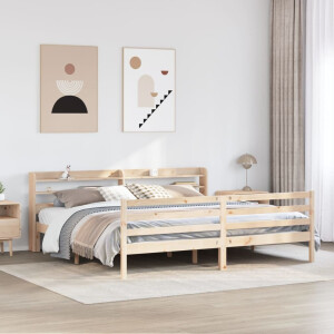 vidaXL Bedframe met hoofdbord massief grenenhout 200x200 cm