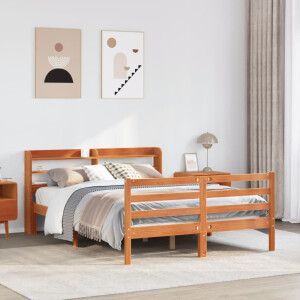 vidaXL Bedframe zonder matras massief grenenhout wasbruin 150x200 cm