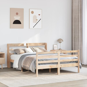vidaXL Bedframe met hoofdbord massief grenenhout 135x190 cm