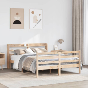 vidaXL Bedframe met hoofdbord massief grenenhout 140x190 cm