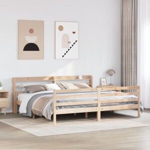 vidaXL Bedframe met hoofdbord massief grenenhout 200x200 cm
