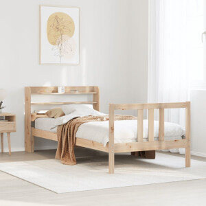 vidaXL Bedframe met hoofdbord massief grenenhout 75x190 cm