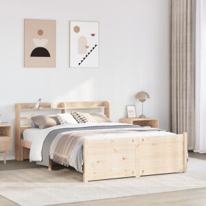 vidaXL Bedframe met hoofdbord massief grenenhout 150x200 cm