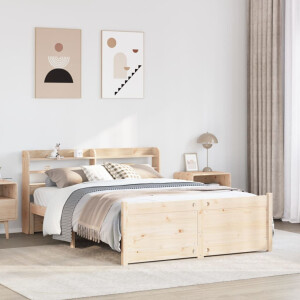 vidaXL Bedframe met hoofdbord massief grenenhout 160x200 cm