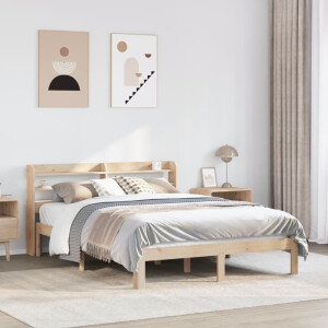 vidaXL Bedframe met hoofdbord massief grenenhout 120x190 cm
