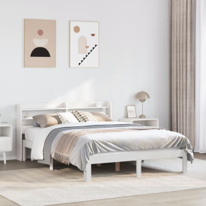vidaXL Bedframe met hoofdbord massief grenenhout wit 120x190 cm