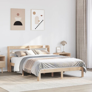 vidaXL Bedframe met hoofdbord massief grenenhout 135x190 cm