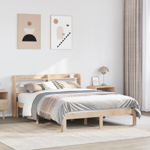 vidaXL Bedframe met hoofdbord massief grenenhout 150x200 cm