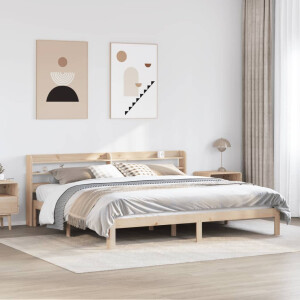 vidaXL Bedframe met hoofdbord massief grenenhout 200x200 cm