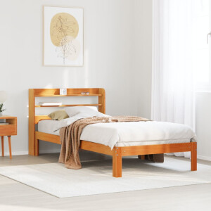 vidaXL Bedframe zonder matras massief grenenhout wasbruin 75x190 cm