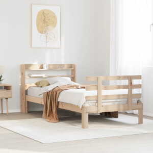 vidaXL Bedframe met hoofdbord massief grenenhout 90x190 cm