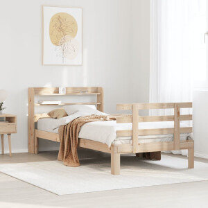 vidaXL Bedframe met hoofdbord massief grenenhout 100x200 cm