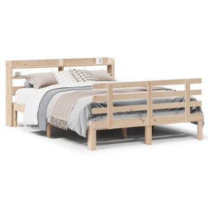 vidaXL Bedframe met hoofdbord massief grenenhout 150x200 cm