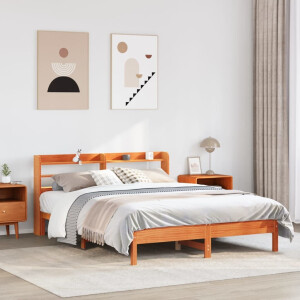 vidaXL Bedframe zonder matras massief grenenhout wasbruin 150x200 cm