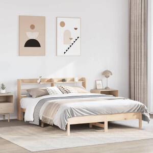 vidaXL Bedframe zonder matras massief grenenhout 135x190 cm