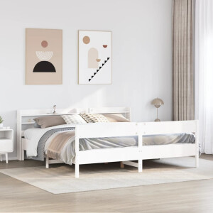 vidaXL Bedframe zonder matras massief grenenhout wit 200x200 cm