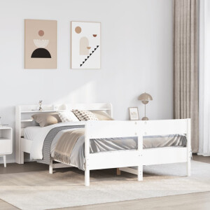 vidaXL Bedframe zonder matras massief grenenhout wit 140x200 cm