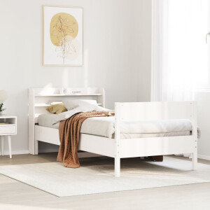 vidaXL Bedframe zonder matras massief grenenhout wit 140x200 cm