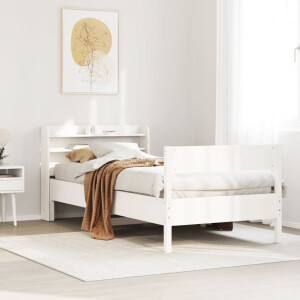 vidaXL Bedframe zonder matras massief grenenhout wit 90x200 cm