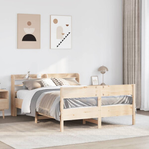 vidaXL Bedframe zonder matras massief grenenhout 135x190 cm