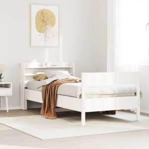 vidaXL Bedframe zonder matras massief grenenhout wit 75x190 cm