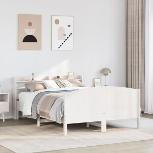 vidaXL Bedframe zonder matras massief grenenhout wit 140x190 cm